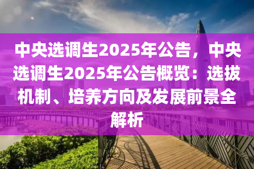 中央選調(diào)生2025年公告，中央選調(diào)生2025年公告概覽：選拔機(jī)制、培養(yǎng)方向及發(fā)展前景全解析