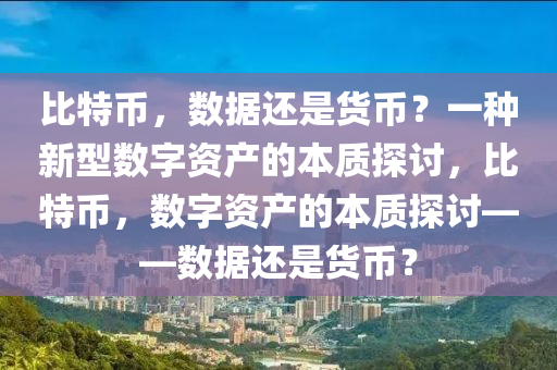 比特幣，數(shù)據(jù)還是貨幣？一種新型數(shù)字資產(chǎn)的本質探討，比特幣，數(shù)字資產(chǎn)的本質探討——數(shù)據(jù)還是貨幣？