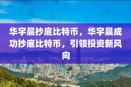 華宇晨抄底比特幣，華宇晨成功抄底比特幣，引領(lǐng)投資新風(fēng)向