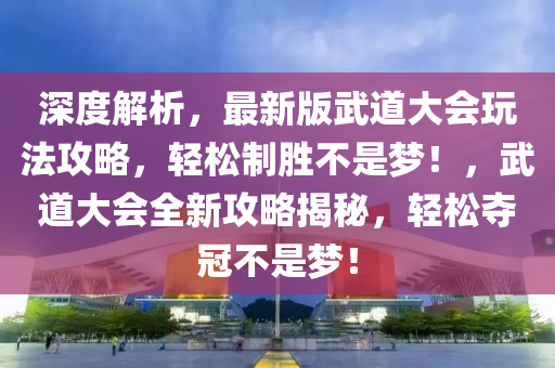 深度解析，最新版武道大會(huì)玩法攻略，輕松制勝不是夢(mèng)！，武道大會(huì)全新攻略揭秘，輕松奪冠不是夢(mèng)！