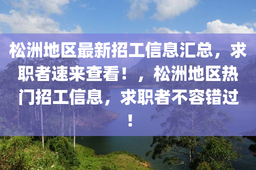 松洲地區(qū)最新招工信息匯總，求職者速來查看！，松洲地區(qū)熱門招工信息，求職者不容錯過！