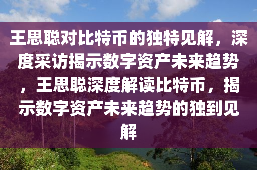 王思聰對比特幣的獨特見解，深度采訪揭示數(shù)字資產(chǎn)未來趨勢，王思聰深度解讀比特幣，揭示數(shù)字資產(chǎn)未來趨勢的獨到見解