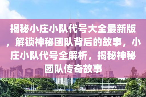 揭秘小莊小隊代號大全最新版，解鎖神秘團隊背后的故事，小莊小隊代號全解析，揭秘神秘團隊傳奇故事