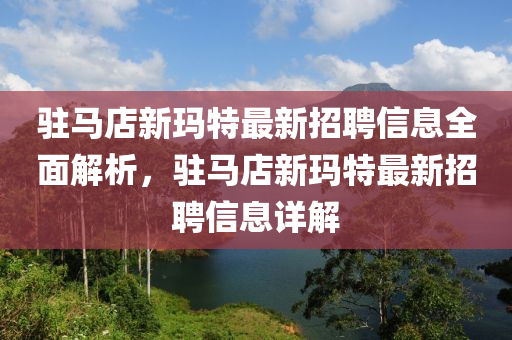 駐馬店新瑪特最新招聘信息全面解析，駐馬店新瑪特最新招聘信息詳解