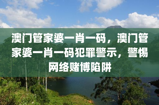 澳門(mén)管家婆一肖一碼，澳門(mén)管家婆一肖一碼犯罪警示，警惕網(wǎng)絡(luò)賭博陷阱