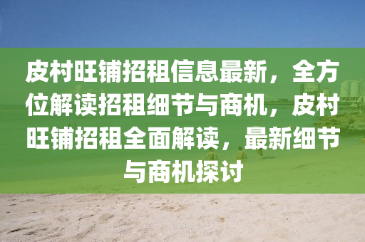 皮村旺鋪招租信息最新，全方位解讀招租細(xì)節(jié)與商機(jī)，皮村旺鋪招租全面解讀，最新細(xì)節(jié)與商機(jī)探討