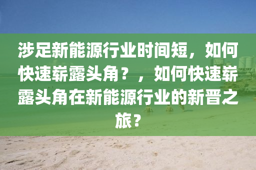 涉足新能源行業(yè)時(shí)間短，如何快速嶄露頭角？，如何快速嶄露頭角在新能源行業(yè)的新晉之旅？