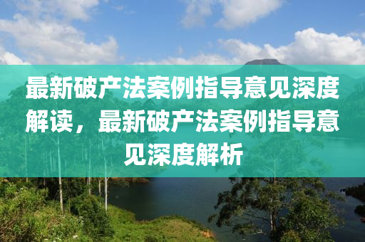 最新破產(chǎn)法案例指導(dǎo)意見(jiàn)深度解讀，最新破產(chǎn)法案例指導(dǎo)意見(jiàn)深度解析