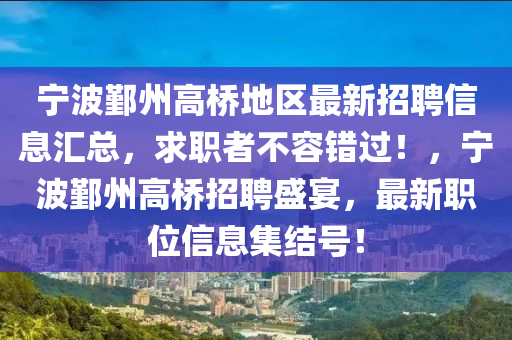 寧波鄞州高橋地區(qū)最新招聘信息匯總，求職者不容錯過！，寧波鄞州高橋招聘盛宴，最新職位信息集結號！