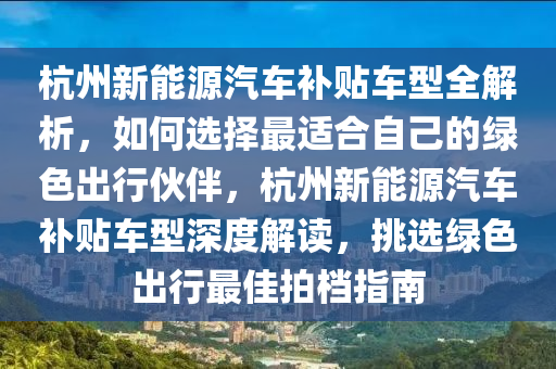 杭州新能源汽車補貼車型全解析，如何選擇最適合自己的綠色出行伙伴，杭州新能源汽車補貼車型深度解讀，挑選綠色出行最佳拍檔指南