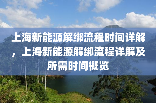 上海新能源解綁流程時(shí)間詳解，上海新能源解綁流程詳解及所需時(shí)間概覽